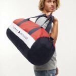 Tommy Logo Colorblock Canvas Duffle Bag